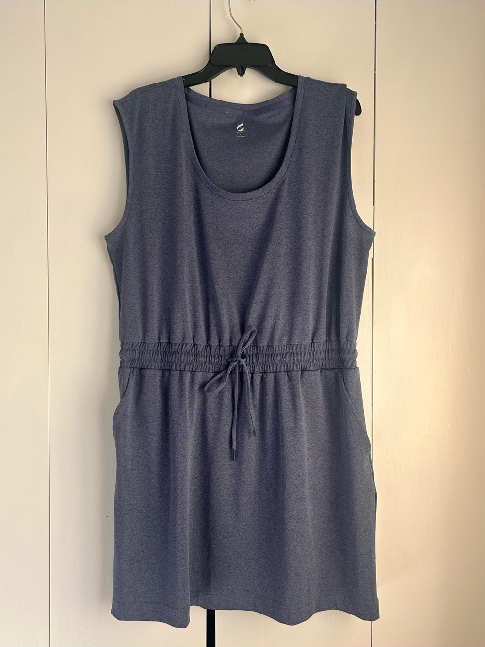 Lou & Grey Sleeveless Drawstring Waist Mini Dress - Charcoal Blue